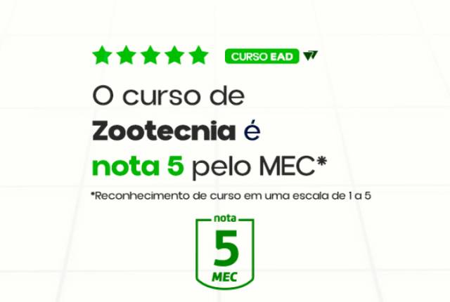 Curso de Zootecnia EAD conquista nota máxima em avaliação do MEC