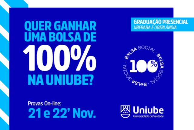 Inscrições abertas: Uniube oferta bolsas com 100% de desconto em graduações presenciais para Uberaba e Uberlândia